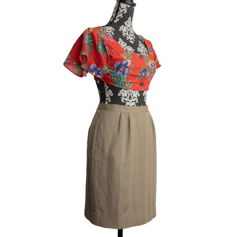 Francescas Miami Red Linen Floral Button-Up Cropped Tropical Hibiscus Resortwear - Picture 10 of 11